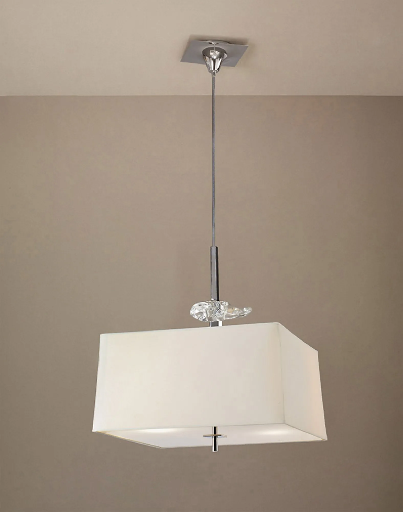 Akira Polished Chrome-Cream Ceiling Lights Mantra Single Pendant